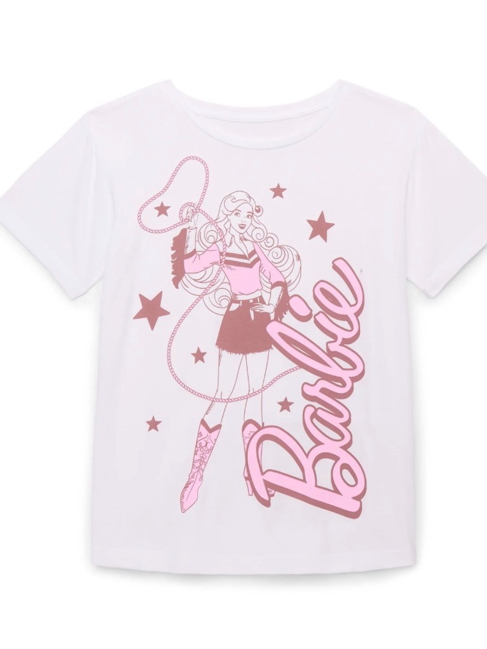 Barbie White Tee with Pink Graphic